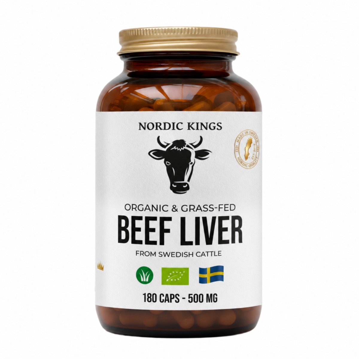 Nordic Kings Wątroba wołowa Grass-Fed – EKO 180 kapsułek